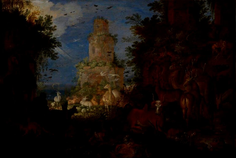 R.J. Savery - Landschap met ruïnes en dieren - NK2478 - Cultural Heritage Agency of the Netherlands Art Collection