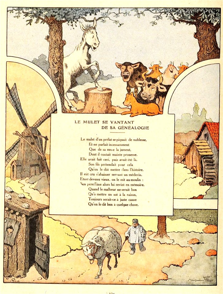 Rabier - Fables de La Fontaine - Le Mulet se ventant de sa généalgie