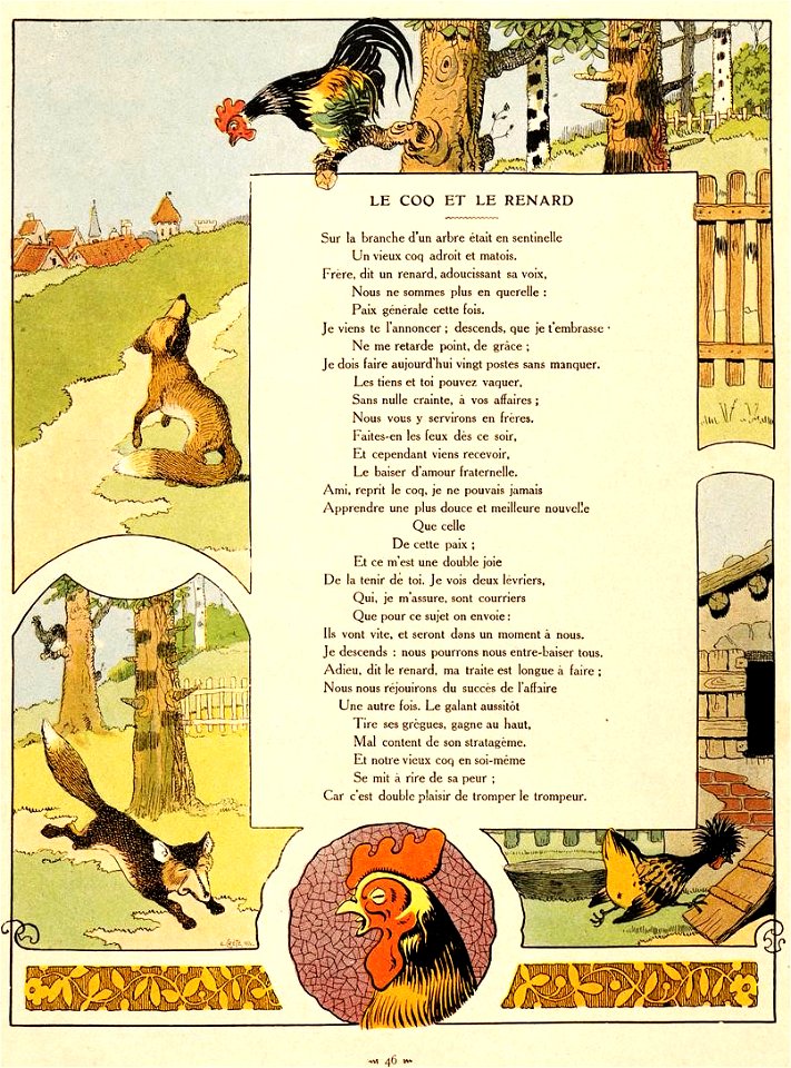 Rabier - Fables de La Fontaine - Le Coq et le Renard