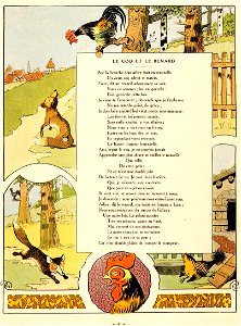 Rabier - Fables de La Fontaine - Le Coq et le Renard. Free illustration for personal and commercial use.