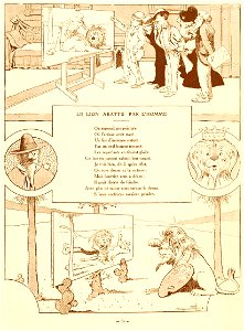 Rabier - Fables de La Fontaine - Le Lion abattu par l'Homme