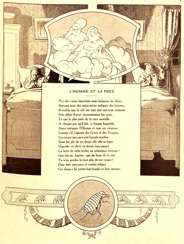Rabier - Fables de La Fontaine - L'Homme et la Puce