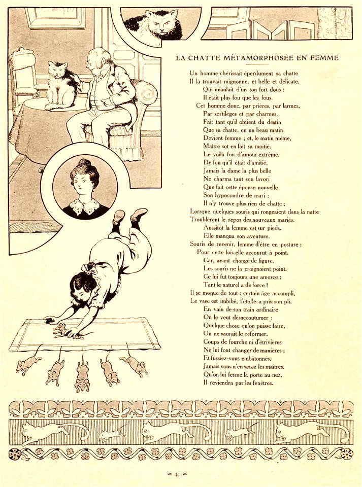 Rabier - Fables de La Fontaine - La Chatte métamorphosée en femme