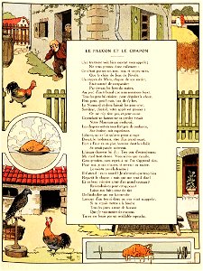 Rabier - Fables de La Fontaine -Le Faucon et le Chapon