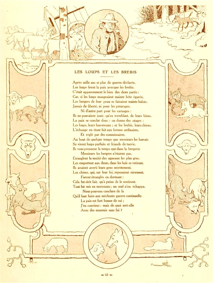 Rabier - Fables de La Fontaine - Les Loups et les Brebis