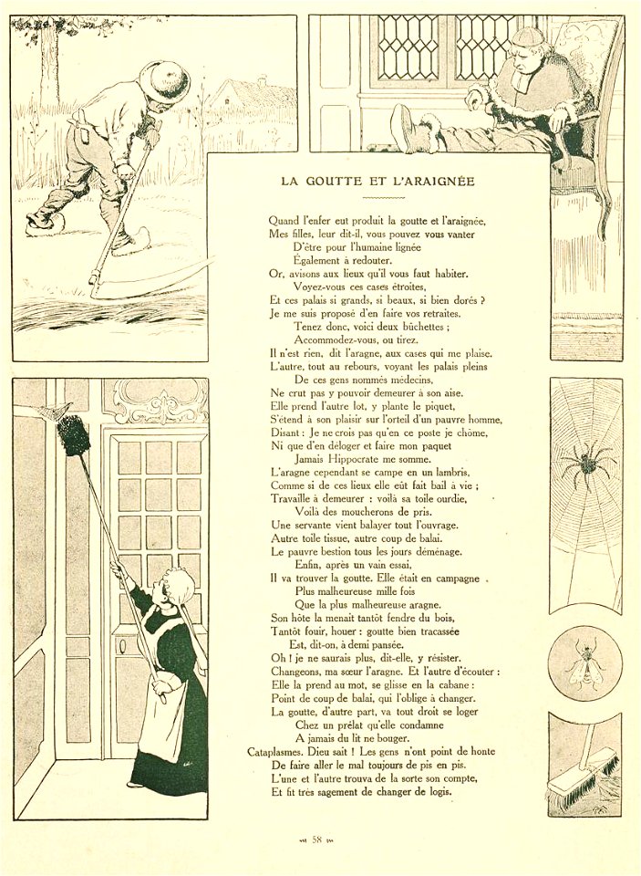 Rabier - Fables de La Fontaine - La Goutte et l'Araignée
