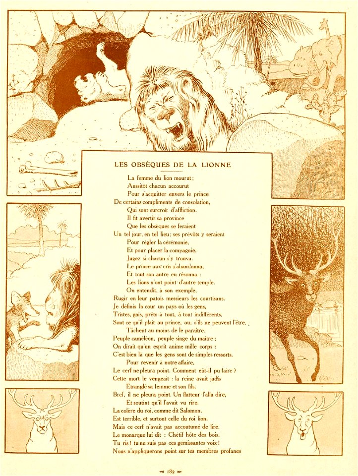 Rabier - Fables de La Fontaine -Les Obsèques de la lionne