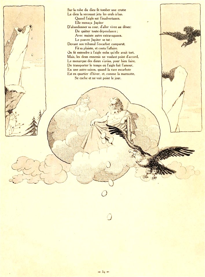 Rabier - Fables de La Fontaine - L'Aigle et l'Escarbot -