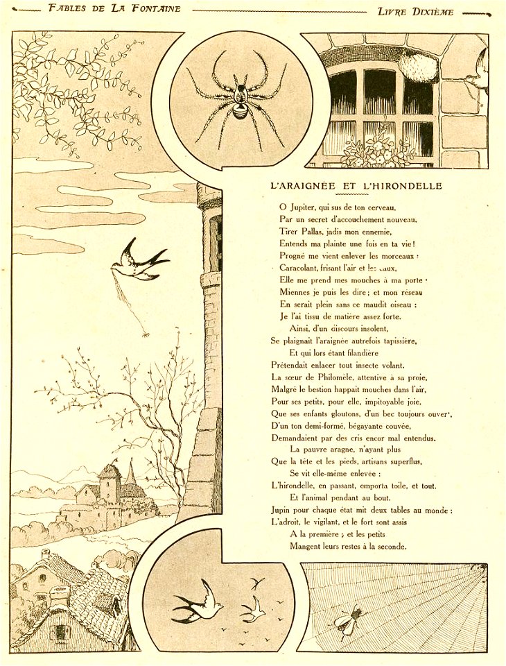 Rabier - Fables de La Fontaine - L'Araignée et l'Hirondelle
