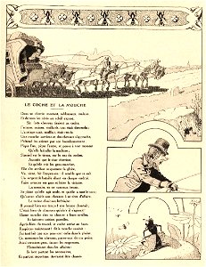 Rabier - Fables de La Fontaine - Le Coche et la Mouche. Free illustration for personal and commercial use.