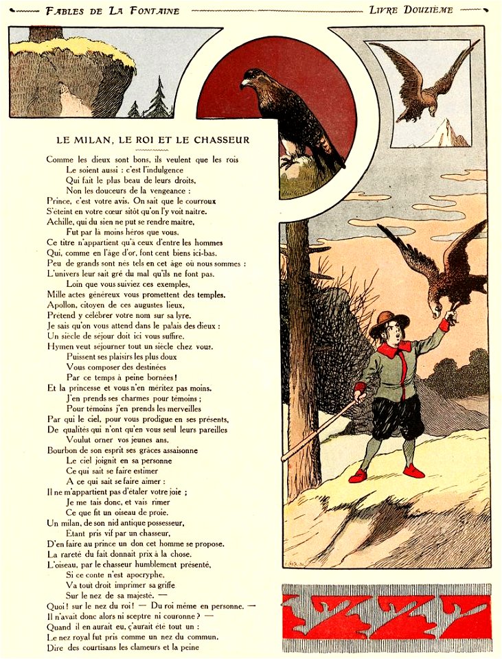 Rabier - Fables de La Fontaine - Le Milan, le Roi et le Chasseur 1