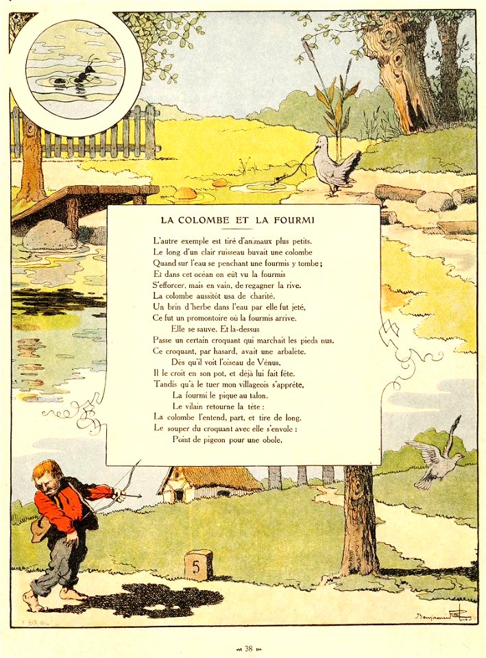 Rabier - Fables de La Fontaine - La Colombe et la Fourmi