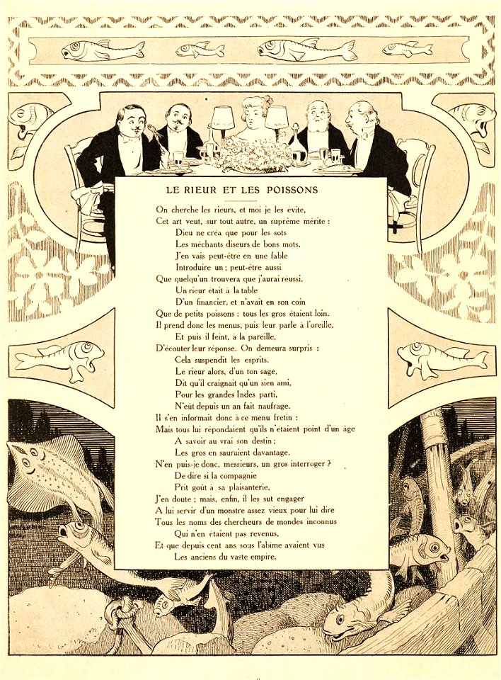 Rabier - Fables de La Fontaine - Le Rieur et les Poissons