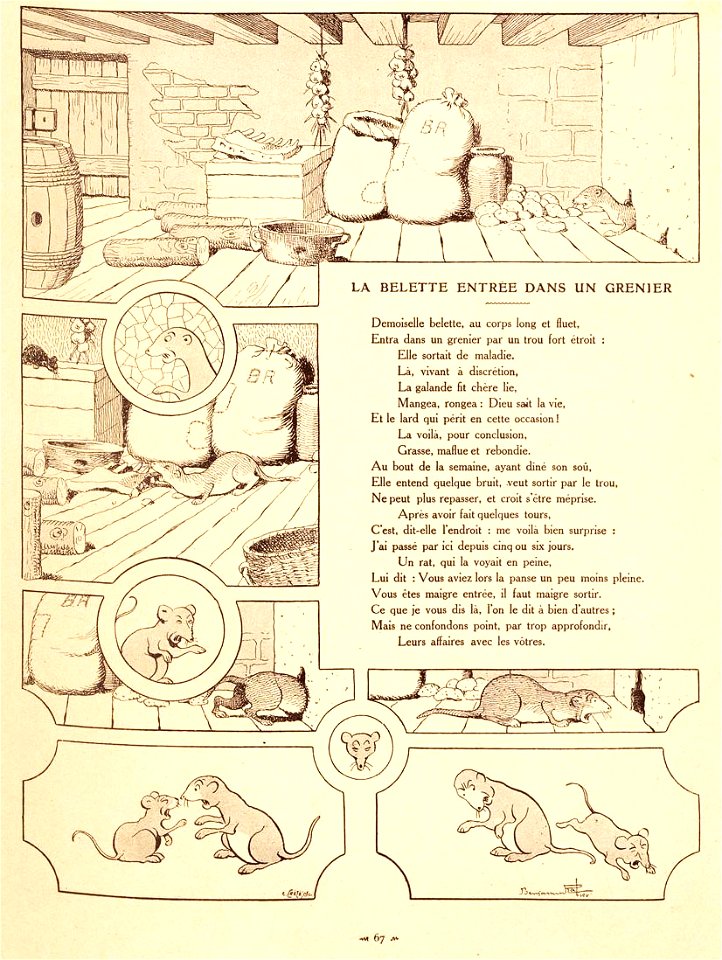 Rabier - Fables de La Fontaine - La Belette entrée dans un grenier