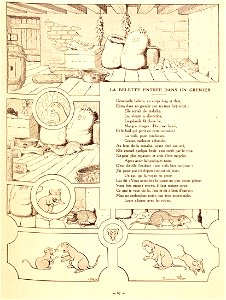 Rabier - Fables de La Fontaine - La Belette entrée dans un grenier. Free illustration for personal and commercial use.