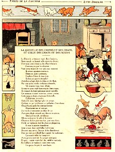 Rabier - Fables de La Fontaine - La Querelle des Chiens et des Chats et celle des Chats et des Souris