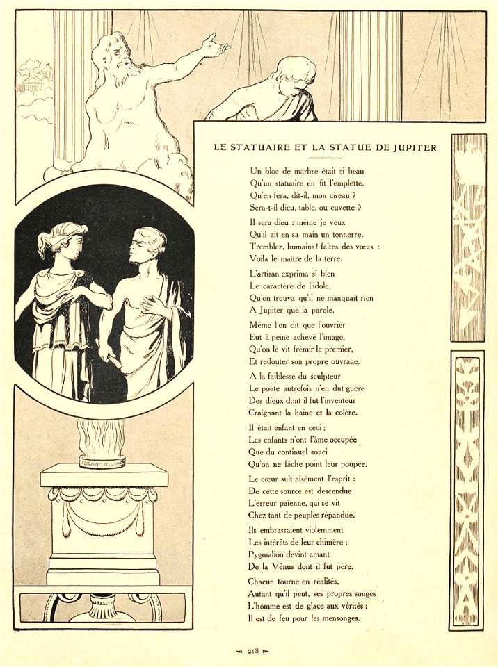 Rabier - Fables de La Fontaine -Le Statuaire et la Statue de Jupiter