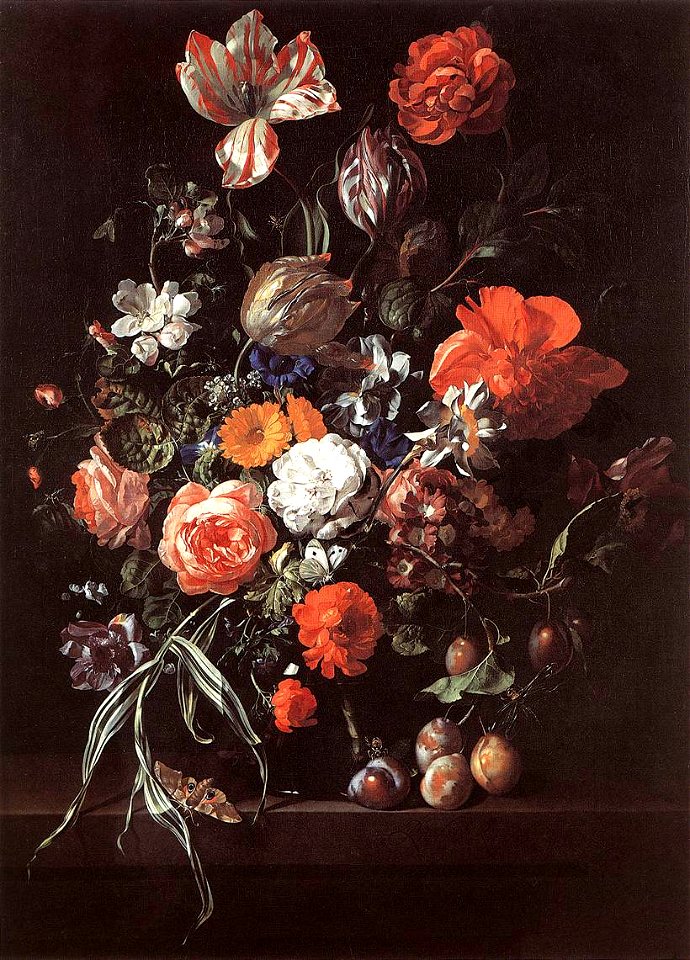 Rachel Ruysch - Still-Life with Bouquet of Flowers and Plums - WGA20558
