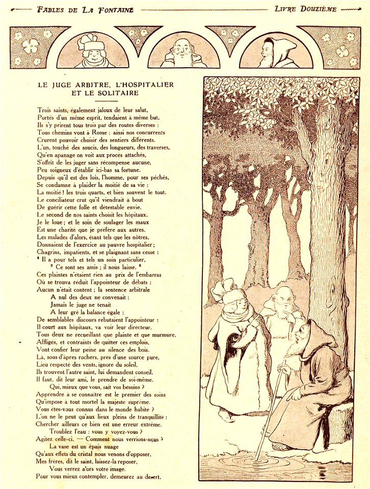 Rabier - Fables de La Fontaine - Le Juge arbitre, l'Hospitalier et le Solitaire 1