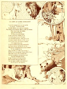 Rabier - Fables de La Fontaine - Le Lion et l'Âne chassant