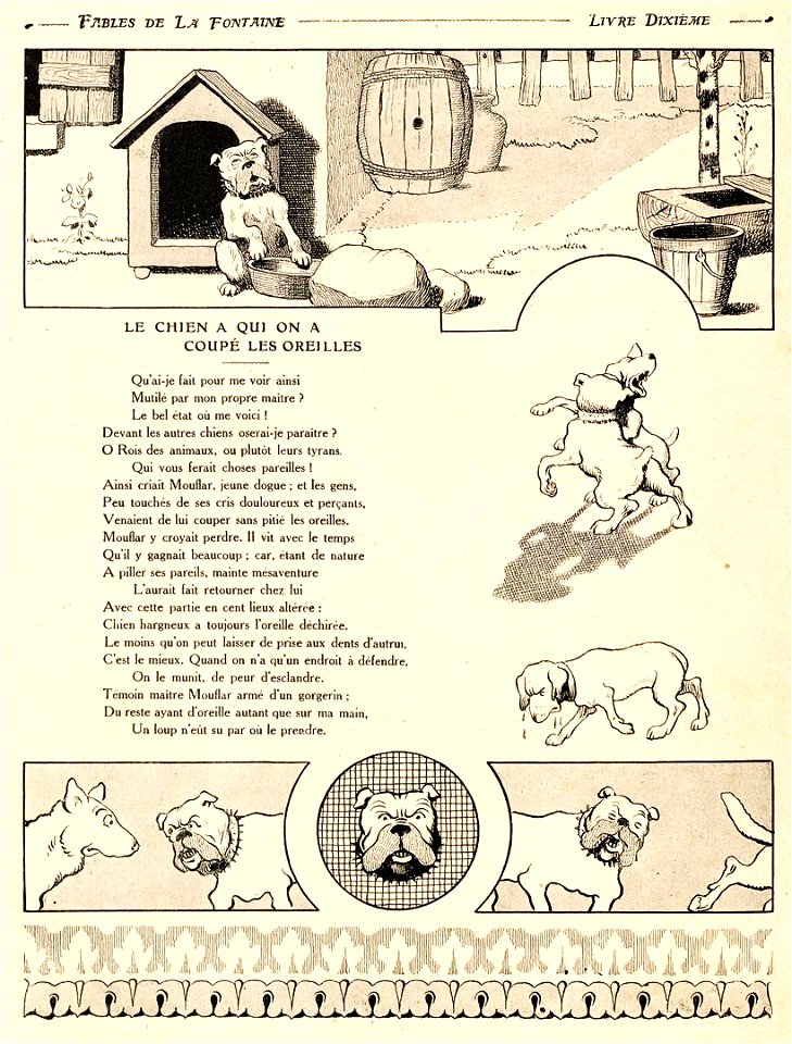 Rabier - Fables de La Fontaine - Le Chien à qui on a coupé les oreilles