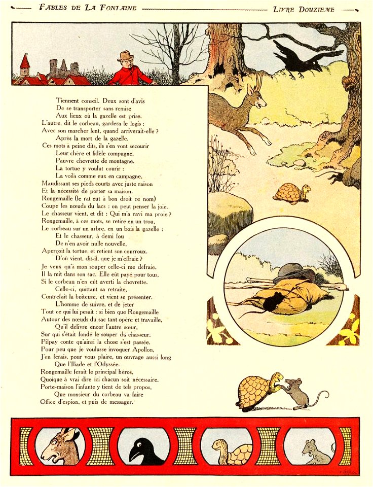 Rabier - Fables de La Fontaine - Le Corbeau, la Gazelle, la Tortue et le Rat 3