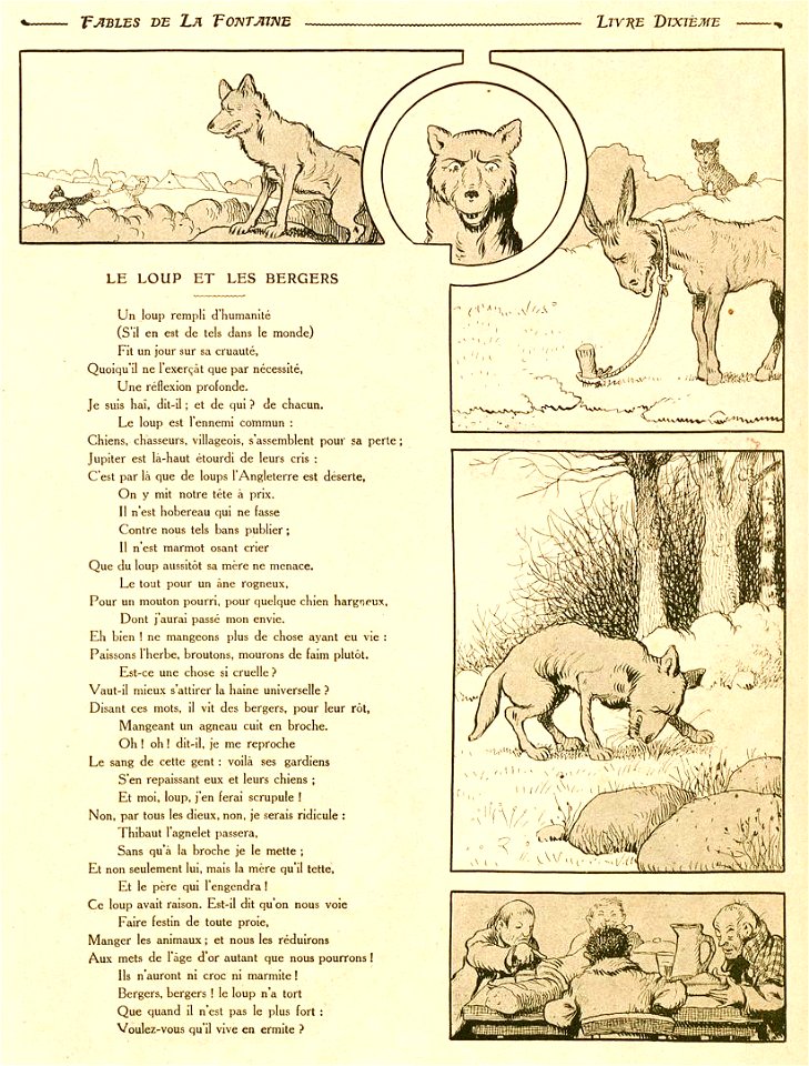 Rabier - Fables de La Fontaine - Le Loup et les Bergers