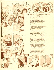 Rabier - Fables de La Fontaine - Le Renard, le Singe et les Animaux