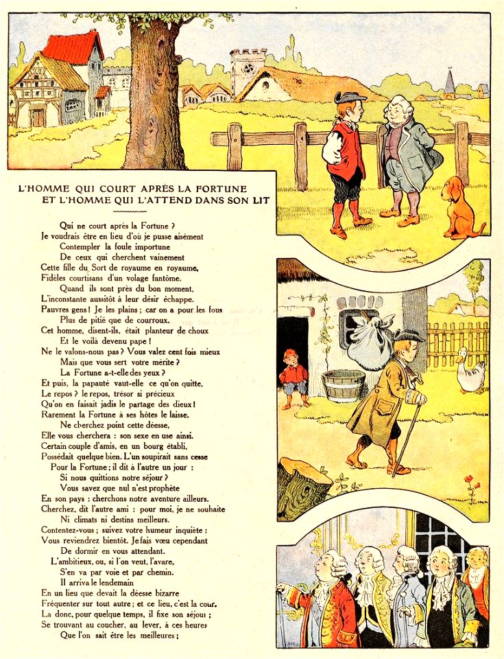 Rabier - Fables de La Fontaine - L'Homme qui court après la Fortune et l'Homme qui l'attend dans son lit 1