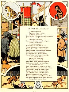 Rabier - Fables de La Fontaine -Le Singe et le Léopard