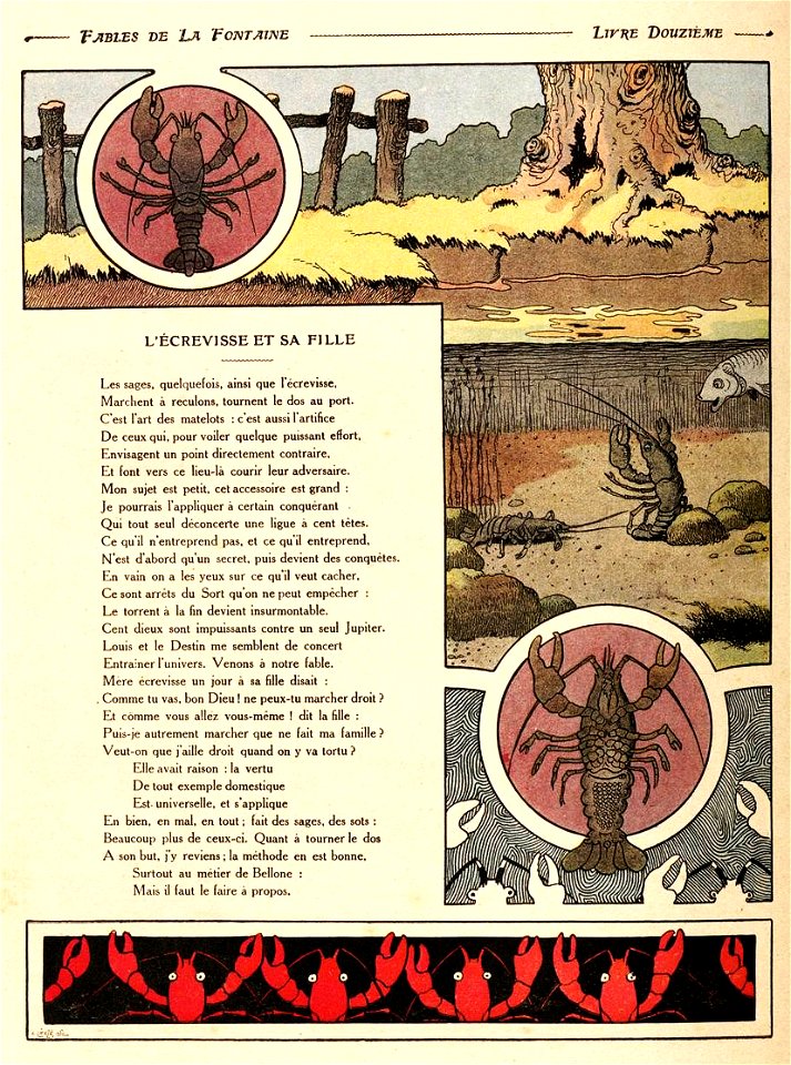Rabier - Fables de La Fontaine - L’Écrevisse et sa Fille