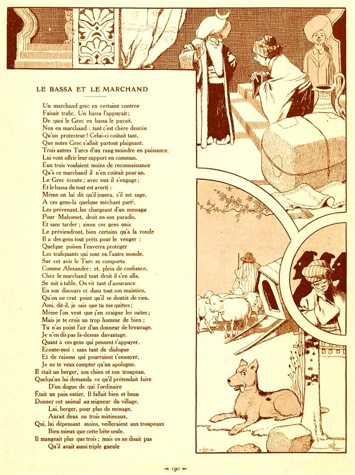 Rabier - Fables de La Fontaine - Le Bassa et le Marchand 1