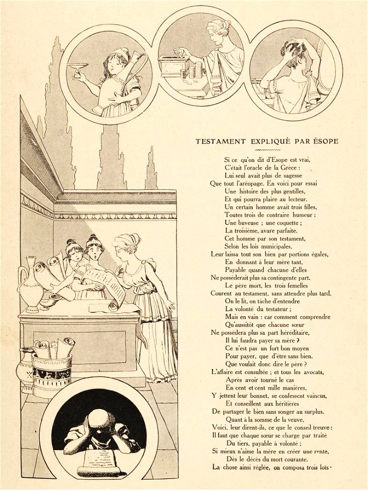 Rabier - Fables de La Fontaine - Testament expliqué par Ésope 1