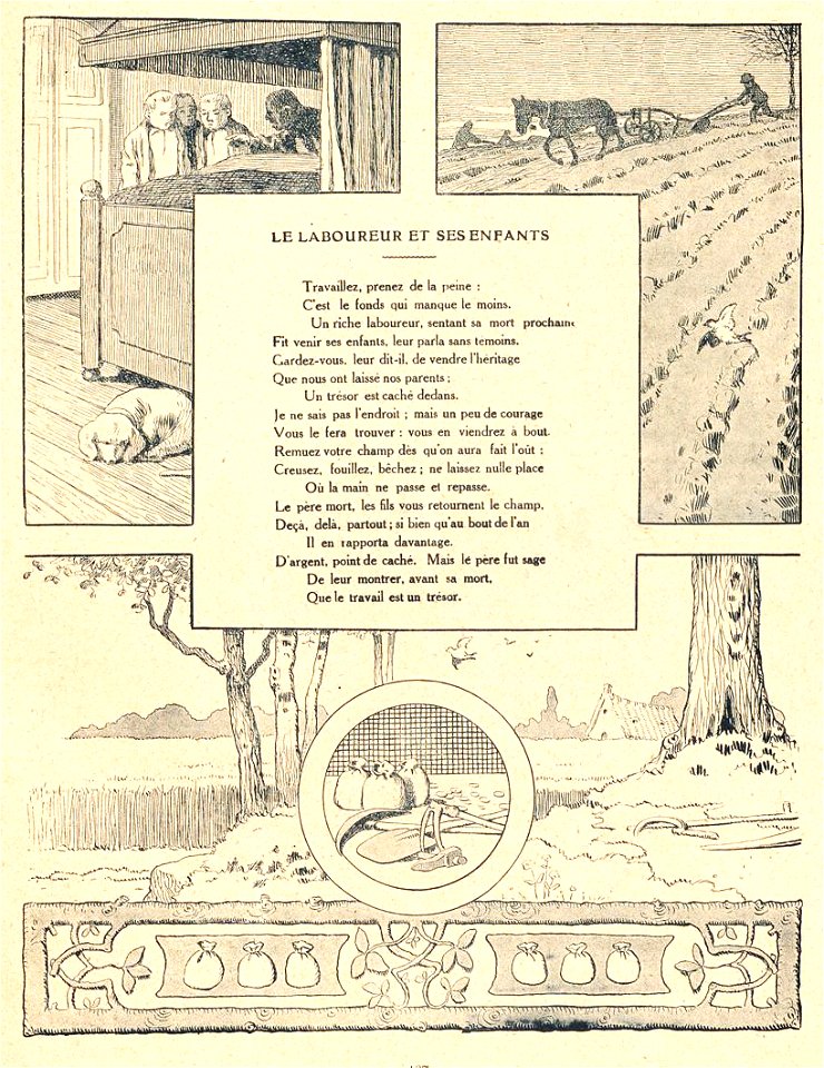 Rabier - Fables de La Fontaine - Le Laboureur et ses Enfants