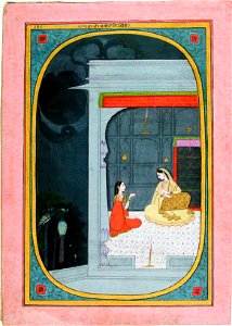Radha in a pavilion gazes at her sakhi (6125135772)