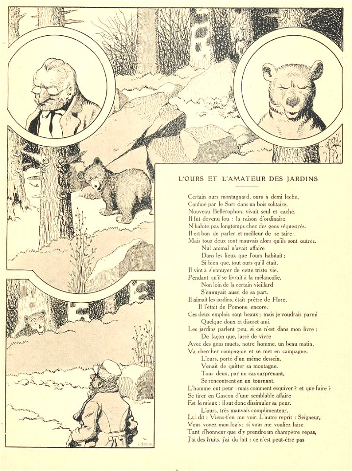 Rabier - Fables de La Fontaine - L'Ours et l'Amateur des jardins 1