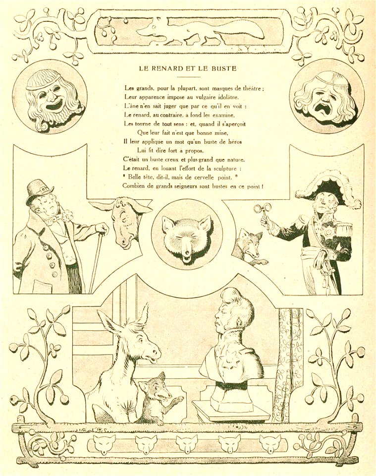Rabier - Fables de La Fontaine - Le Renard et le Buste