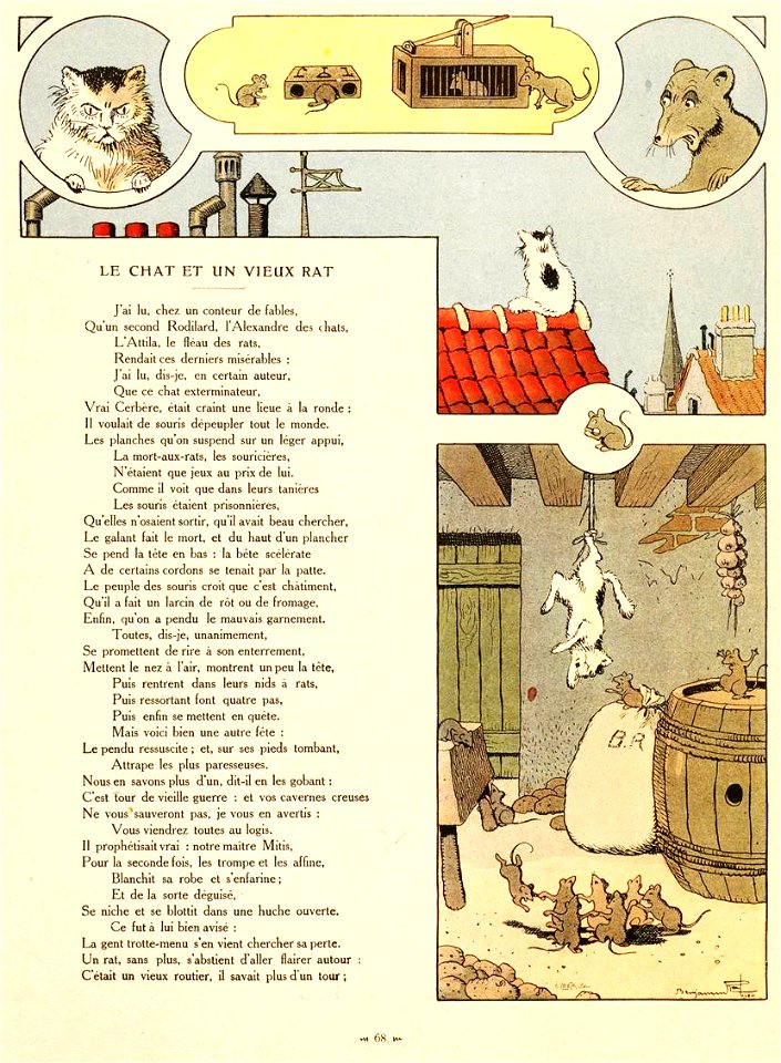 Rabier - Fables de La Fontaine - Le Chat et un vieux rat 1