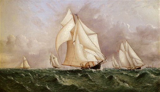 Racing Schooner Ambassadress Leads the Regatta William Astor Pilots the New York Yacht Club Run by James E. Buttersworth