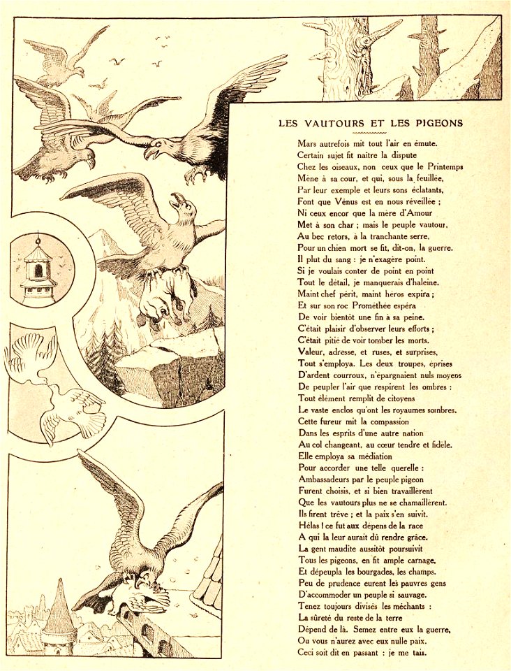 Rabier - Fables de La Fontaine - Les Vautours et les Pigeons