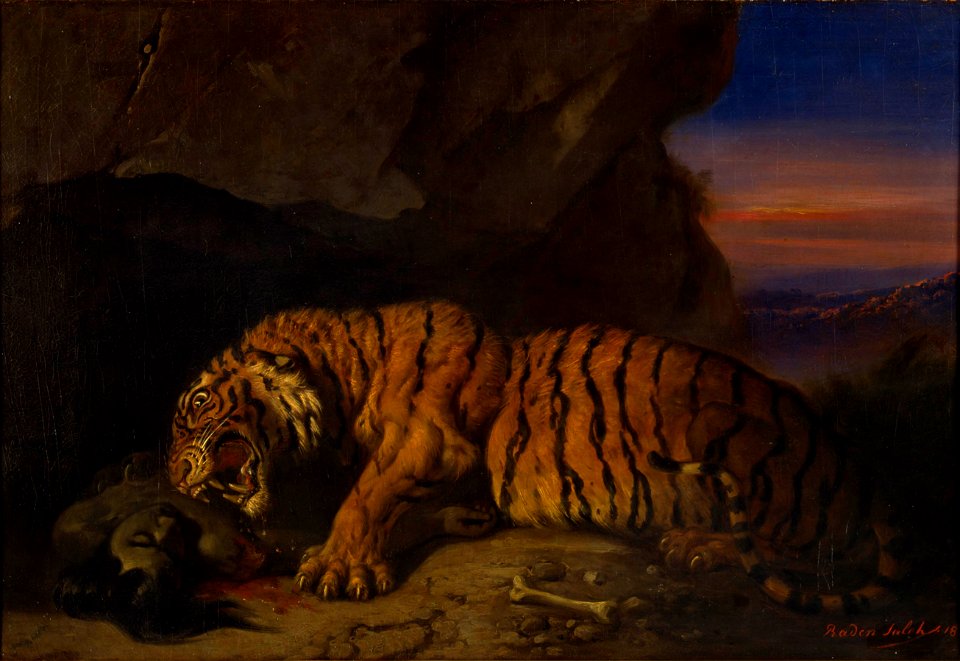 Raden Saleh - Koningstijger met prooi (1866)