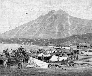 Rada di Termini Imerese e il monte Euraco (xilografia)