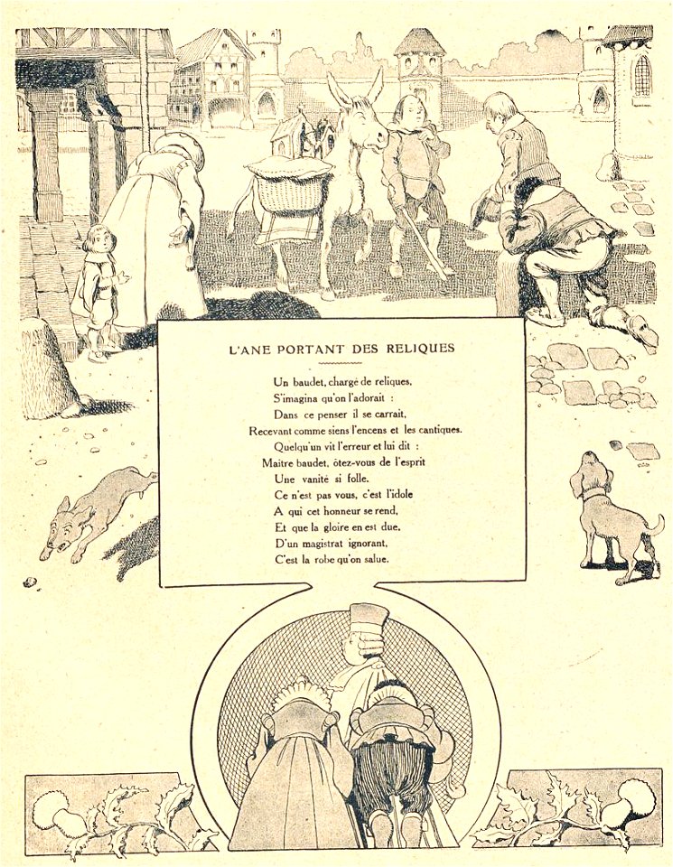 Rabier - Fables de La Fontaine - L' Âne portant des reliques