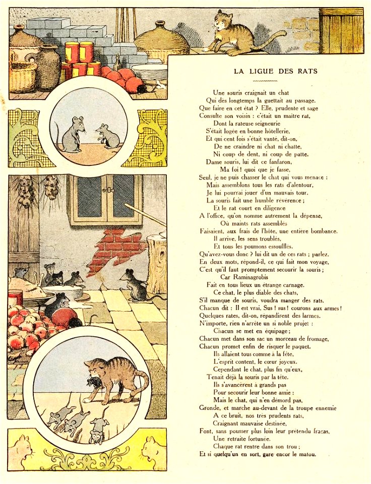 Rabier - Fables de La Fontaine - La Ligue des Rats