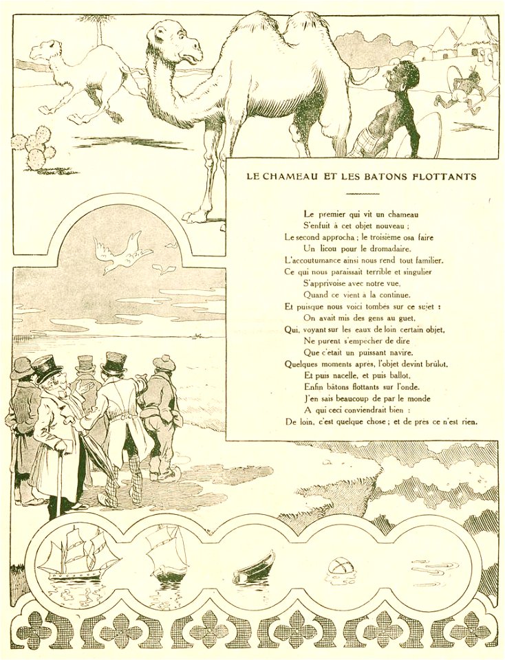 Rabier - Fables de La Fontaine -Le Chameau et les Bâtons flottants