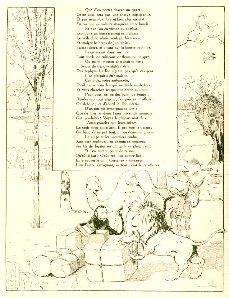 Rabier - Fables de La Fontaine - Tribut envoyé par les animaux à Alexandre 2