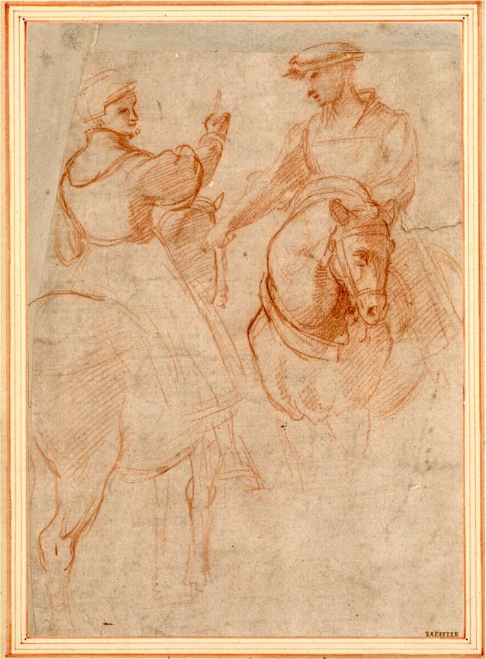 Raffaello - Zwei Reiter in Zeittracht (Studie für die Kreuztragung Christi, S. Maria dello Spasimo, Palermo), 234