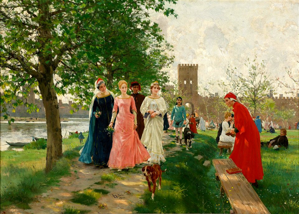 Raffaello Sorbi - Dante incontra Beatrice