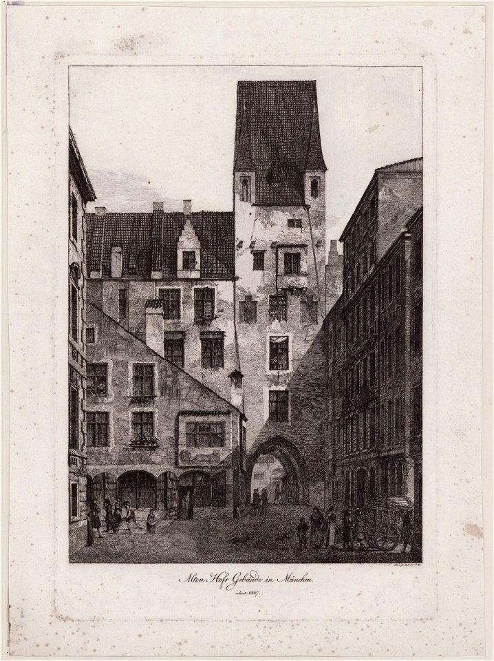Radierung - ALTER HOF IN MÜNCHEN - Domenico Quaglio - um 1811