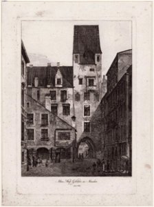 Radierung - ALTER HOF IN MÜNCHEN - Domenico Quaglio - um 1811